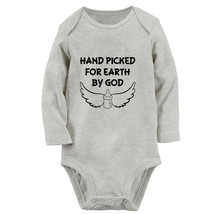 Hand Picked for Earth by God Funny Romper Baby Bodysuits Newborn Long Jumpsuits - £8.76 GBP