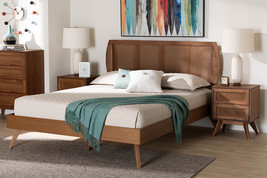 Oscar Walnut Brown and Woven Rattan King Size 3-Piece Bedroom Set - $18,868.78 MXN