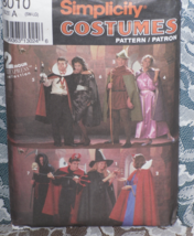 Simplicity Costume Pattern 8010 Adult Cape Princess Witch Robin Hood Dracula S-L - £4.79 GBP