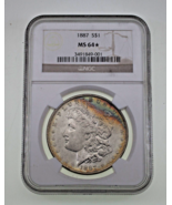 1887 Argent Morgan Dollar Classé Par NGC Comme MS-64 ! Superbe Jante Ton... - $314.80