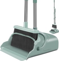 Upgrade Broom and Dustpan Set Large Size and Stiff Broom Dust pan with Long Hand - £41.50 GBP