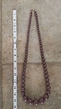Dark Tan Bead Necklace interesting slight crackle to the plastic hangs 1... - $8.00