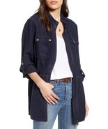 Treasure & Bond Women Linen Blend Field Jacket Navy Night XS - $24.74