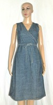 Urban Outfitter bdg Bulldog Blue Denim Sleeveless Midi Wrap Dress Womens Small - £33.85 GBP