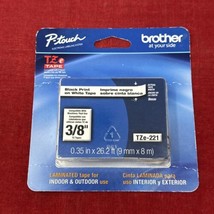 Genuine Oem Brother TZe-221 P-Touch Label Tape 3/8&quot; Black On White New - £7.11 GBP