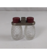 Vintage 1940s Red Bakelite Top Cut Crystal Miniature Travel Salt &amp; Peppe... - €8,34 EUR
