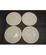 Gibson Designs FLOURISH 4-Dinner Plates 10 5/8” D White Embossed Fruit B... - $49.87