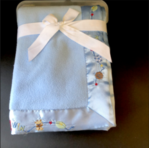 New Carters Child of Mine Plush Baby Blanket Blue Satin Trim Sports Animals - £31.28 GBP