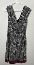 London Style Collection Women’s Plunge Neck Geometric Black White Dress Sz 14 - $24.99