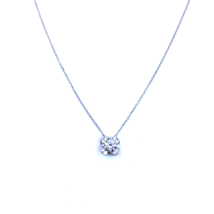 Women&#39;s Cable Chain Flower Necklace 18k White Gold Halo Pendant Round Diamonds - £716.46 GBP