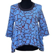 Opening Ceremony Blue Crackle Asymmetric Cropped Sweater Top Size Large - $73.99