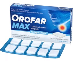 Orofar MAX hard mint lozenges, 30 pcs pain inflammation of the throat an... - £19.61 GBP