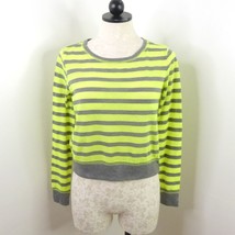 Live Love Dream Womens Juniors S Neon Green Gray Striped Mesh Long Sleeve Top - £5.50 GBP