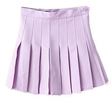 Women High Waist Solid Pleated Mini Slim Single Tennis Skirts ( XL, Purple) - $25.73