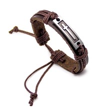 JEWELRY Fashion Leather Criss Cross Bracelet Religious - $40.45