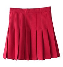 Women&#39;s High Waist Solid Pleated Mini Tennis Skirt (M , Wine red) - £23.64 GBP