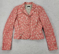 J Crew Linen Floral Cropped Peplum Jacket Blazer Pockets Notch Lapel Cor... - £27.72 GBP