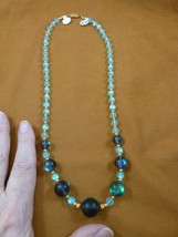 v505-43) 22&quot; gray + lt blue synthetic Moonstone graduated Necklace mermaid glass - £62.96 GBP