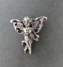 Vintage Sterling Silver Angel Cherub Brooch 1.75&quot; High Open Work Wings R... - £35.88 GBP