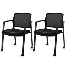 Set of 2 Stackable Reception Room Chairs with Padded Seat-Black - $4,045.31 MXN