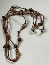 Long Double Strand Tiny Brown w Various Faux Stone Nugget Bead Eye Glass... - £8.85 GBP