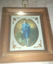  Vintage Blue Boy Wood Pictorial Wall Picture Hanging Picture Made in Ch... - $24.99