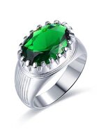 men silver ring green quartz sterling silver 925 ring for men stone queen - $1,474.01 MXN