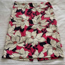 Size 12 Ann Taylor Pink, Cream, and Black Floral Pencil Skirt - £22.18 GBP