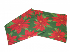 Christmas Table Runner Poinsettia 68&quot;x14&quot; Floral Fabric Holiday Red Green Gol - £7.88 GBP