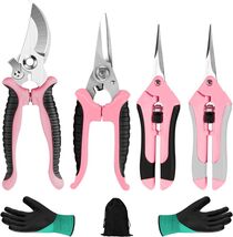 Pink Ergonomic Garden Pruning Shears Set - 4 Packs with Safety Lock &amp; Gl... - $39.55