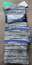 NWT GAP Men&#39;s Heather Gray Blue Stripe Green Toe Heel Crew Socks One Size - £11.85 GBP