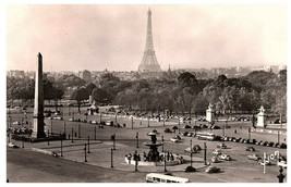 Obelisk Place de la Concorde w / Eiffel Tower Paris France RPPC Postcard - £12.39 GBP