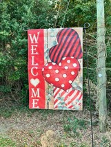 Welcome three heart decorative 12 x 17 decorative Garden Flag - £6.85 GBP