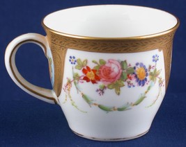 Royal Crown Chelsea China Demitasse Cup Handpainted Floral w Gold 6722 Morris - $12.00