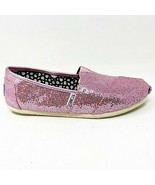 Toms Classics Pink Glitter Womens Size 6 Slip On Casual Canvas Flat Shoes - $65.78 CAD