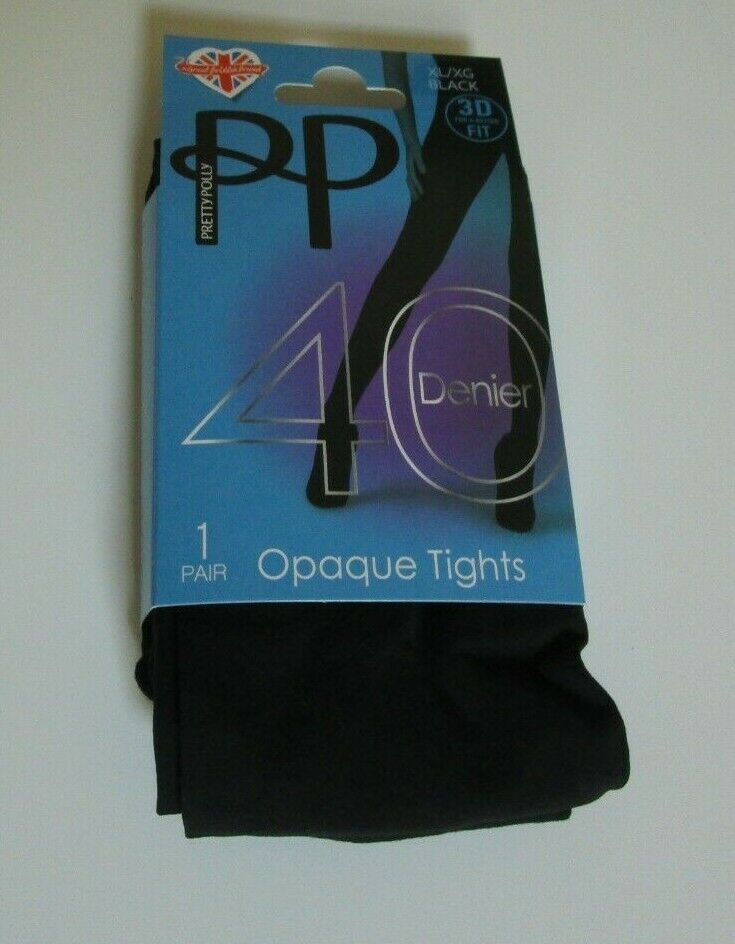 Pretty Polly 40 Denier Opaque tights Style PNAVA3 Black XL (US seller)