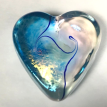 Robert Held blown glass heart paperweight art glass Valentines day gift - $93.72
