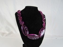 Vintage Purple Plastic bead Necklace - $6.80