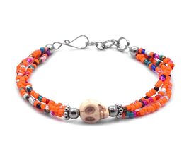 Mia Jewel Shop Skull Tumbled Magnesite Gemstone Seed Beaded Multi Strand Bracele - $17.81