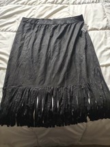 French Laundry 2X Fringe Black Skirt-Brand New-SHIPS N 24 HOURS - $40.49 CAD