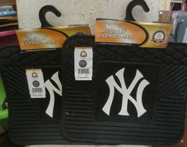 2 FanMats New York Yankees 2nd Row Black Heavy Vinyl Auto Welcome Floor Mat - £18.67 GBP