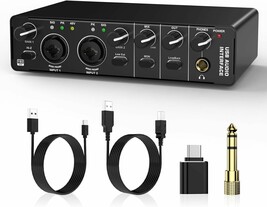 Audio Interface, Rhm 2 In 2 Out Usb Audio Interface With 48V Phantom Pow... - $64.99