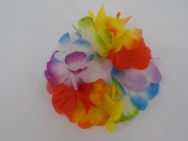 LUAU CELEBRATION FLORAL PONY TAIL HOLDER RAINBOW COLORED EXOTIC FLOWERS ... - $5.99