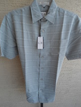 Geoffrey Beene S/S Casual Shirt GRAY/ Black Windowpane M Msrp $50. - £13.42 GBP