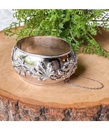 Vintage Whiting &amp; Davis Co Leaf Embossed Silver Hinged Bangle Bracelet Cuff - $698.31 MXN