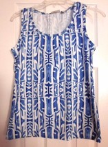 CHICO&#39;S Designer Women&#39;s BLUE WHITE Printed Tank Top Shirt Tee Size 1 (small) - £22.23 GBP