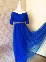 Royal Blue Off Shoulder Tutu Dress Custom Plus Size Baby Shower Dress image 1