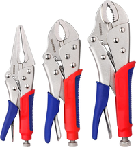 3-Piece Locking Pliers Set, 10&quot; Curved Jaw, 7&quot; Curved Jaw, 6-1/2&quot; Straig... - $30.48