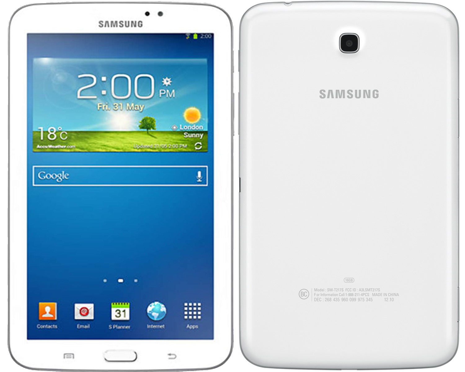 Primary image for Samsung galaxy tab 3 7.0 t211 8gb dual-core 3.15mp wife 7" android tablet white
