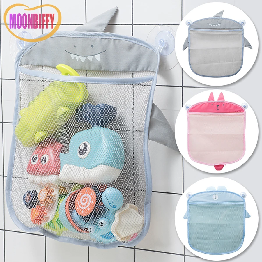 Baby Bath Toys Mesh Bag Kids Bathroom Toy Storage Bag Duck Frog Suction Cups Net - £7.58 GBP